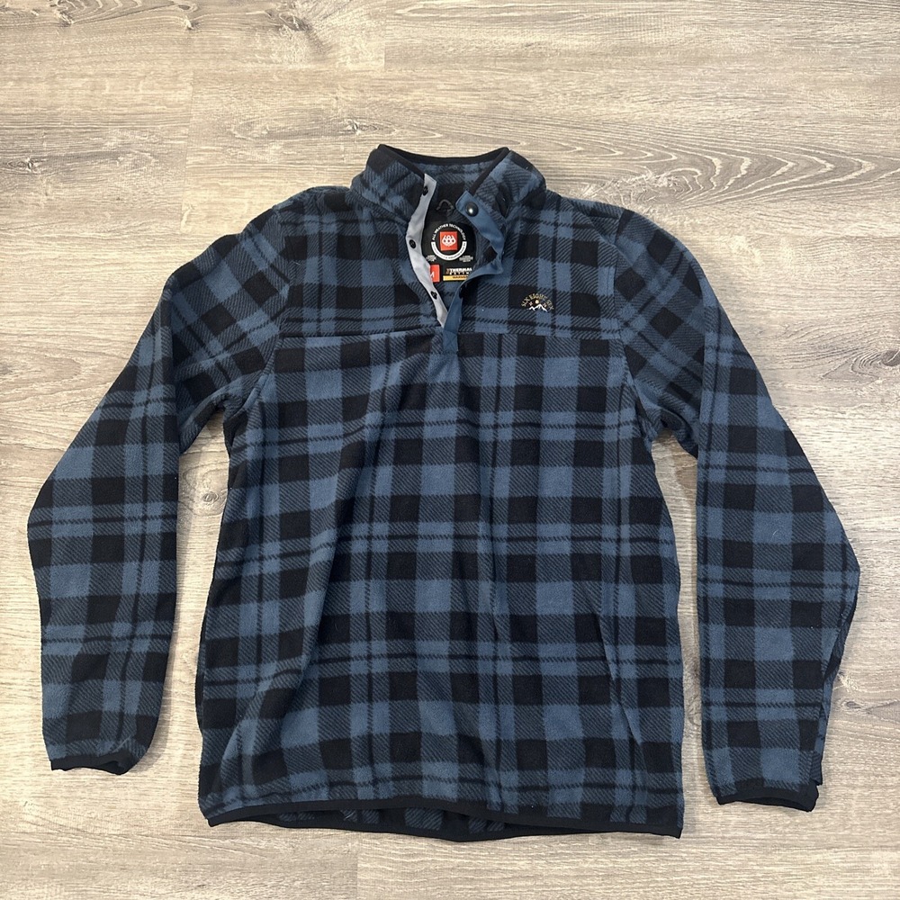686 Six Eight Six Tioga Fleece Pullover Orion Blue Plaid M2WLAY04 Mens Medium